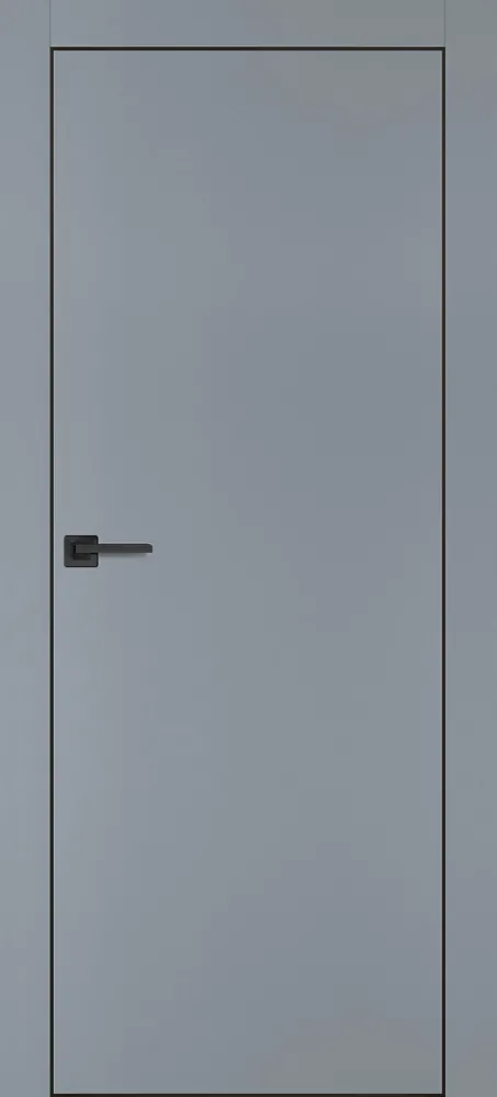 Фото Межкомнатная дверь PX-1 черная кромка с 4-х ст. Серый матовый